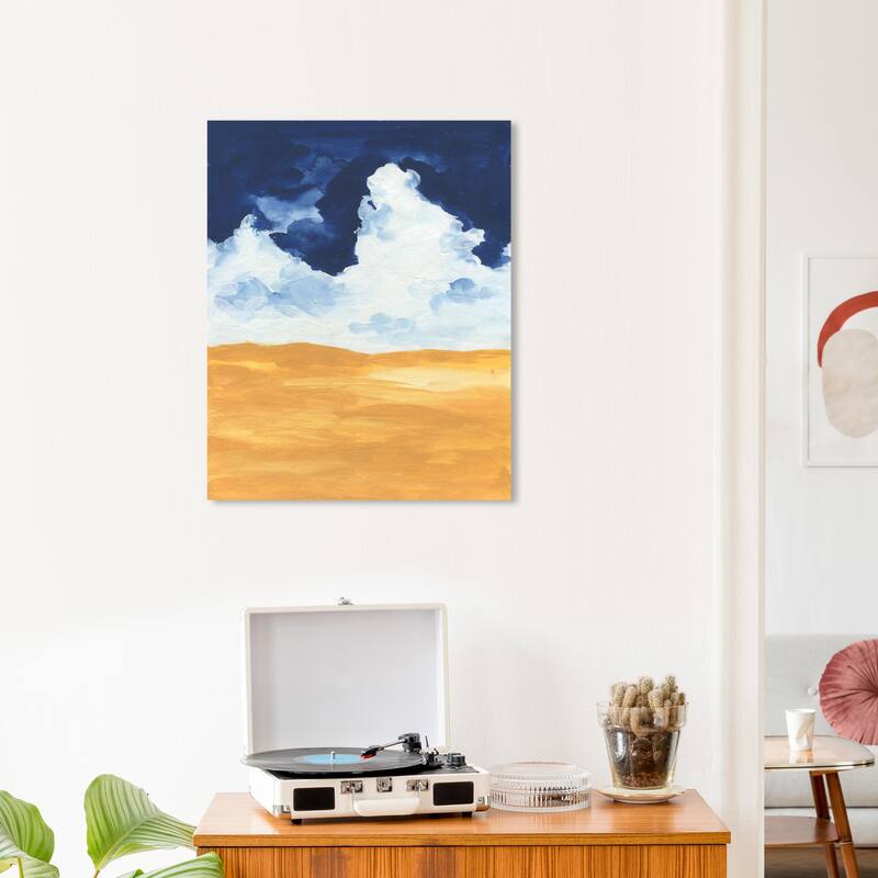 Wynwood Studio Canvas Nature and Landscape Clouds over the Horizon Yellow Nautical & Coastal Wall Art Canvas Print - 20 x 24