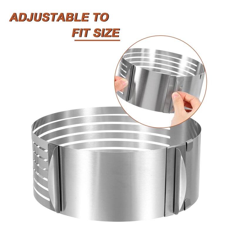 Cake Leveler Slicer Adjustable Cake Cutter Ring 7 Layered 6-8 Inch / 9-12 Inch - Silver