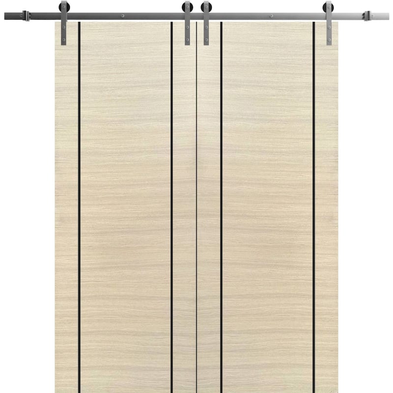 Sturdy Double Barn Door 36 x 80 with Planum 0017 Natural Veneer with 13FT - 60" x 80" ( 2* 30x80)