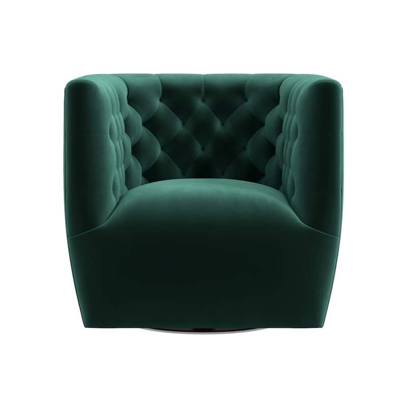GDFStudio - Delaney Modern Velvet Swivel Chair with Tufted Back & Solid Wood Base - 28"W