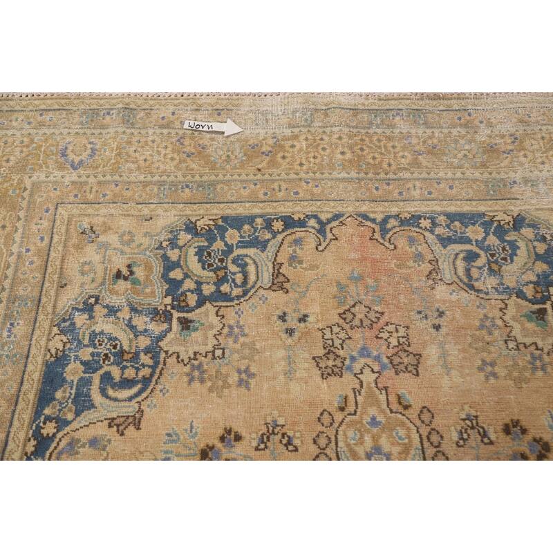 Hand Knotted Oriental 100% Wool Carpet Traditional Floral Oranges & Rust Mashad Area Rug - 9' 5'' X 6' 3''