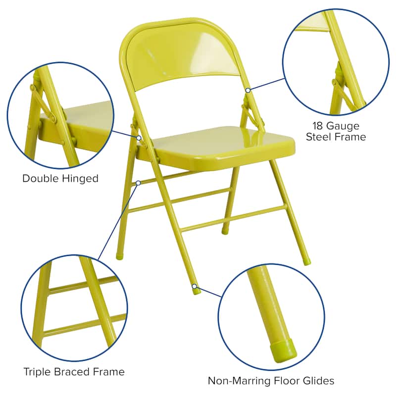 4 Pack Triple Braced & Double Hinged Folding Chair
