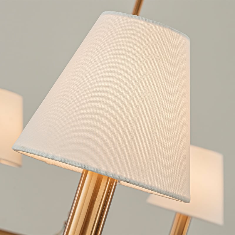 Vintage Chandelier 6-Light Classic Pendant Fixture with White Shades for Elegant Interior Lighting