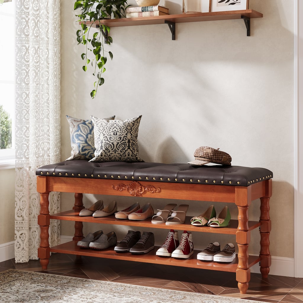 Solid Wood Storage Bench with Lift Top