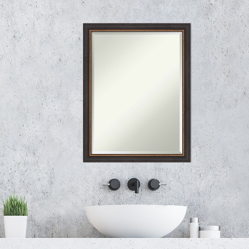 Beveled Wood Bathroom Wall Mirror - Ashton Black Frame - Ashton Black