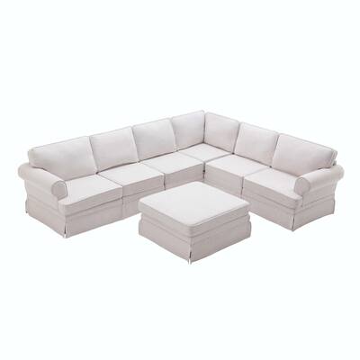 Comfortable Sectional Couch with removable Ottoman for Living Room