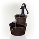 preview thumbnail 2 of 7, Alpine Corporation 27" Tall 2-Tier Barrel and Pump Waterfall Fountain, Bronze Finish