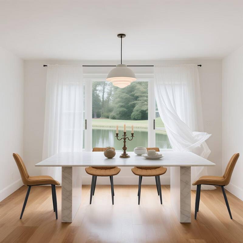 Leather Side Chair Brown Kitchen Chair Office Chair Dressing Chair Set of 4 Dining Chair with Metal Legs