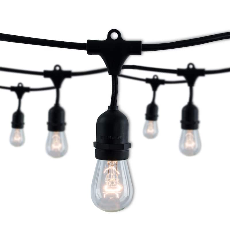 Bulbrite 14 ft Indoor/Outdoor 10-Socket (E26) Decorative String Light Kit, Black - Clear Incandescent (S14) Bulbs