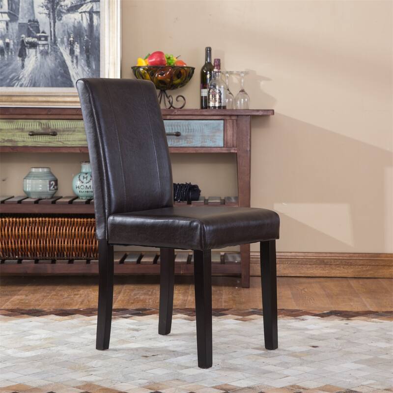 Urban Style Solid Wood Leatherette Padded Parson Chair, Set of 2