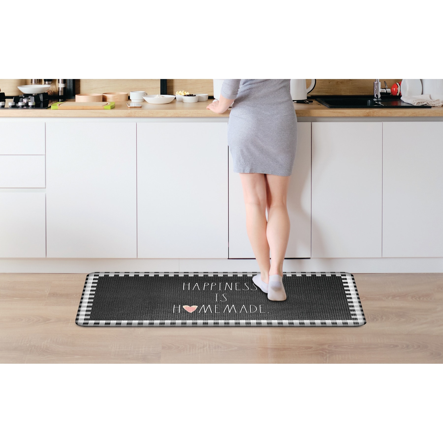 nuLOOM Casual Braided Anti Fatigue Kitchen or Laundry Room Comfort Mat, 20 inch x 42 inch, Dark Grey