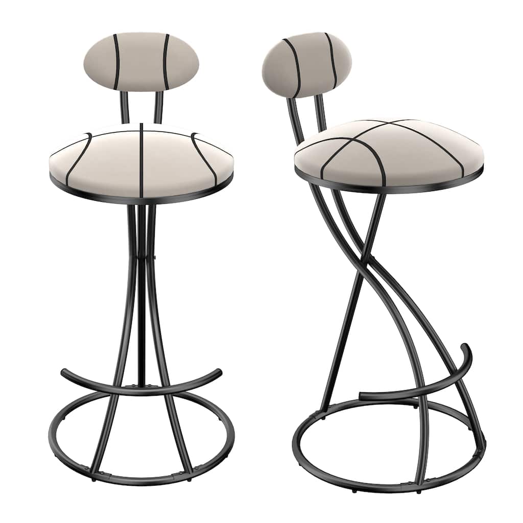 Upholstered Bar Stools Set of 2 Striped Counter Height Barstools Modern Velvet Dining Chairs