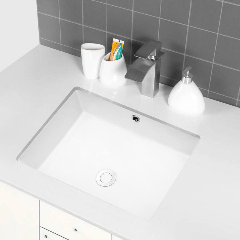 Lordear 22"x16" Rectrangle Undermount Sink Pure White Porcelain Ceramic Lavatory Vanity Bathroom Sink Basin