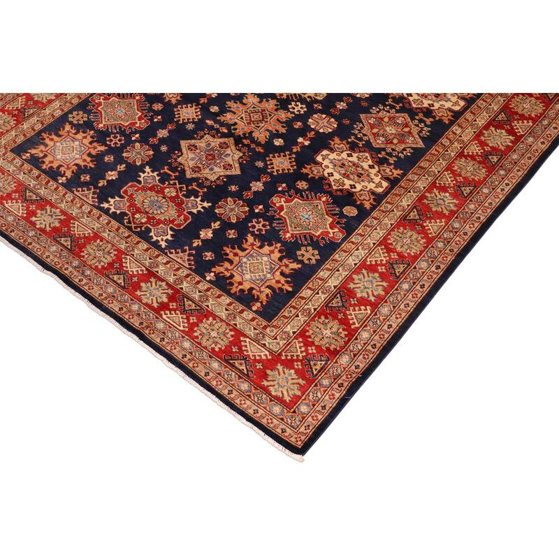 Rustic Super Kazak Ashley Blue/Red Wool Rug - 8'2'' x 10'4'' - 8'2'' x 10'4''
