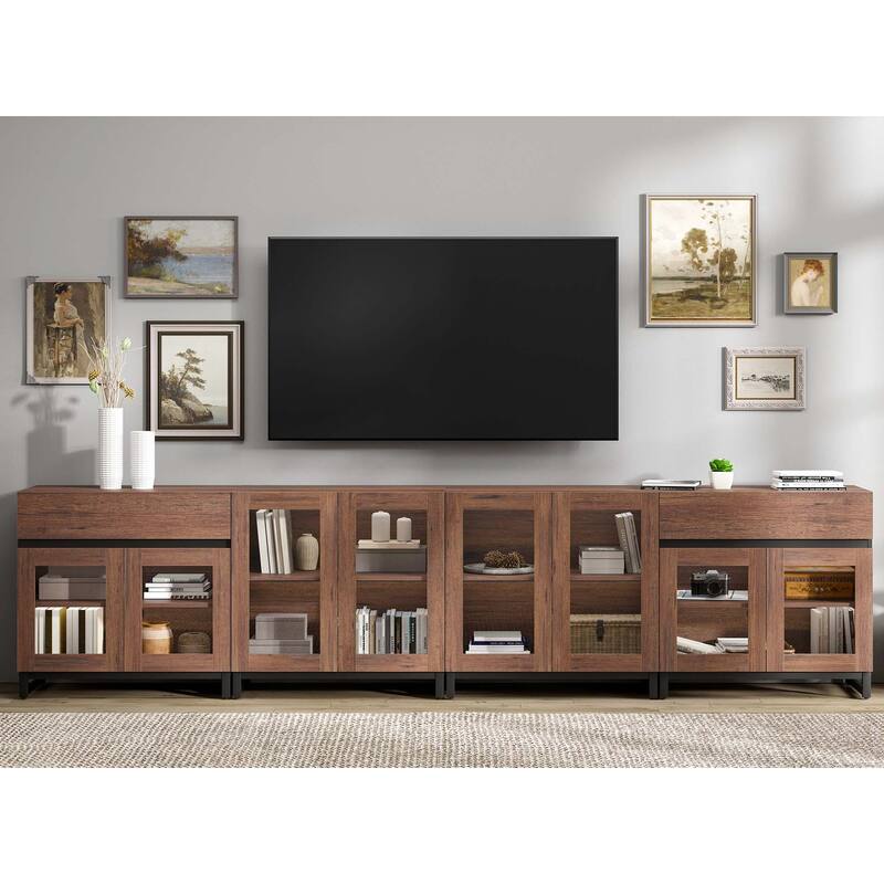 Modern TV Stand for 120" TVs, 4-in-1 Entertainment Center & Adjustable Shelf