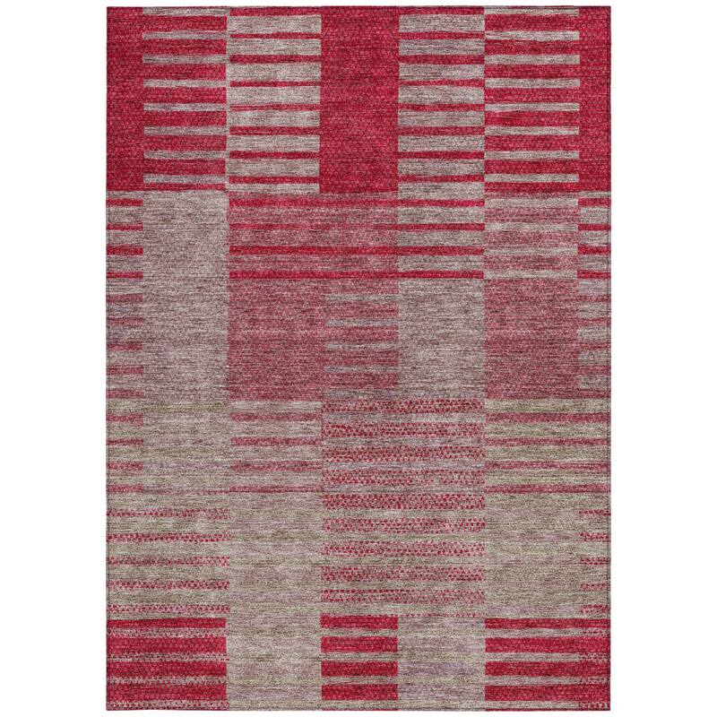 HomeRoots Striped Modern Rectangle Outdoor Rug