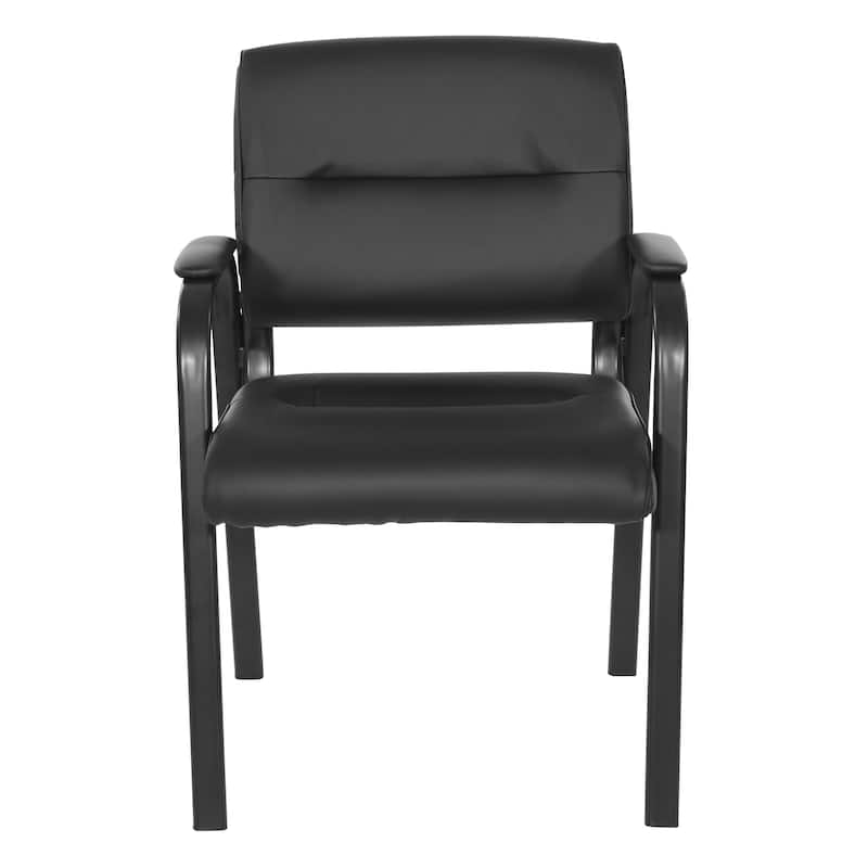 Guest Chair in Faux Leather and Black Finish Frame