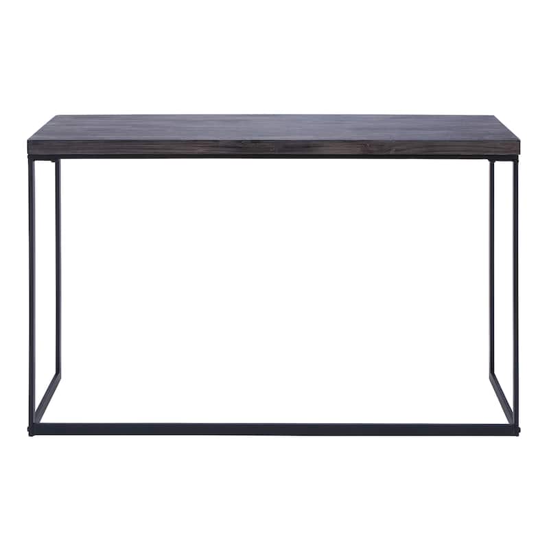 Wood Minimalistic Console Table with Black Metal Legs - Dark Brown - Roche River Decor - 18"Wx52"Lx33"H