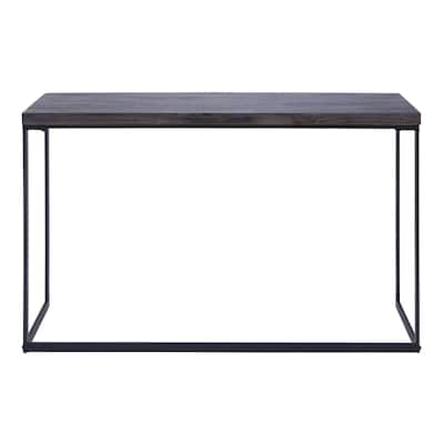 Wood Minimalistic Console Table with Black Metal Legs - Dark Brown - Roche River Decor - 18"Wx52"Lx33"H
