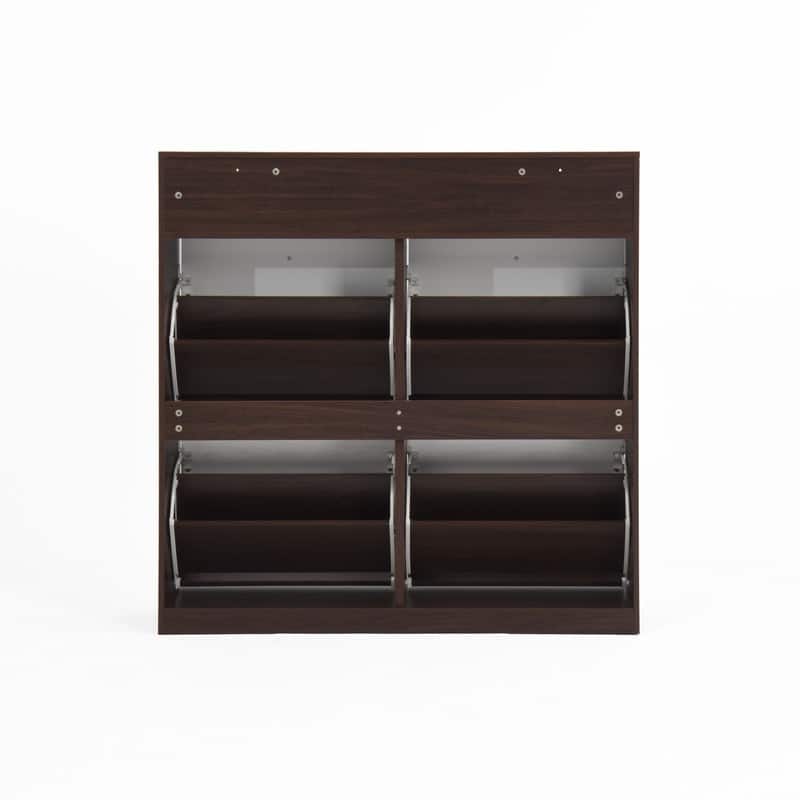 Slim 4-Door Flip Shoe Cabinet with Top Shelf & Anti-Tip Safety Feature