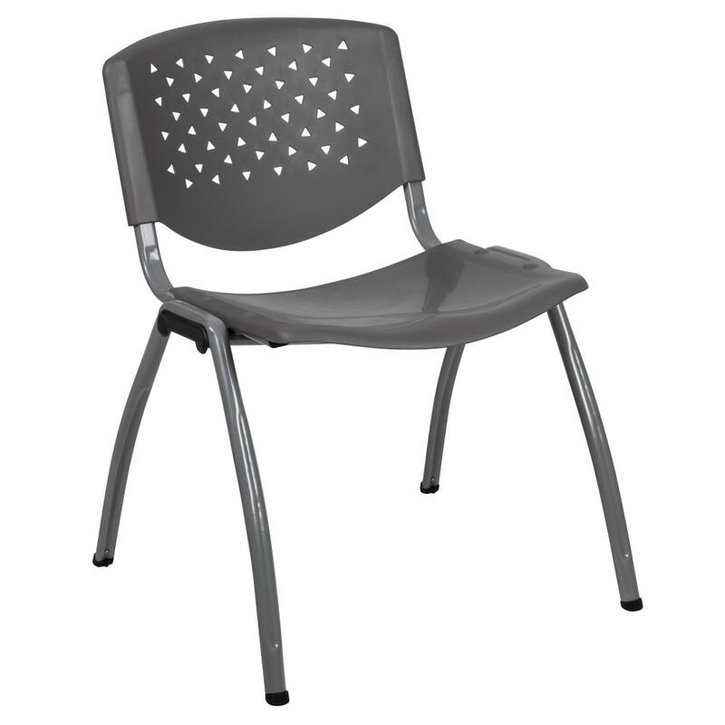 880 lb. Capacity Plastic Stack Chair with Powder Coated Frame