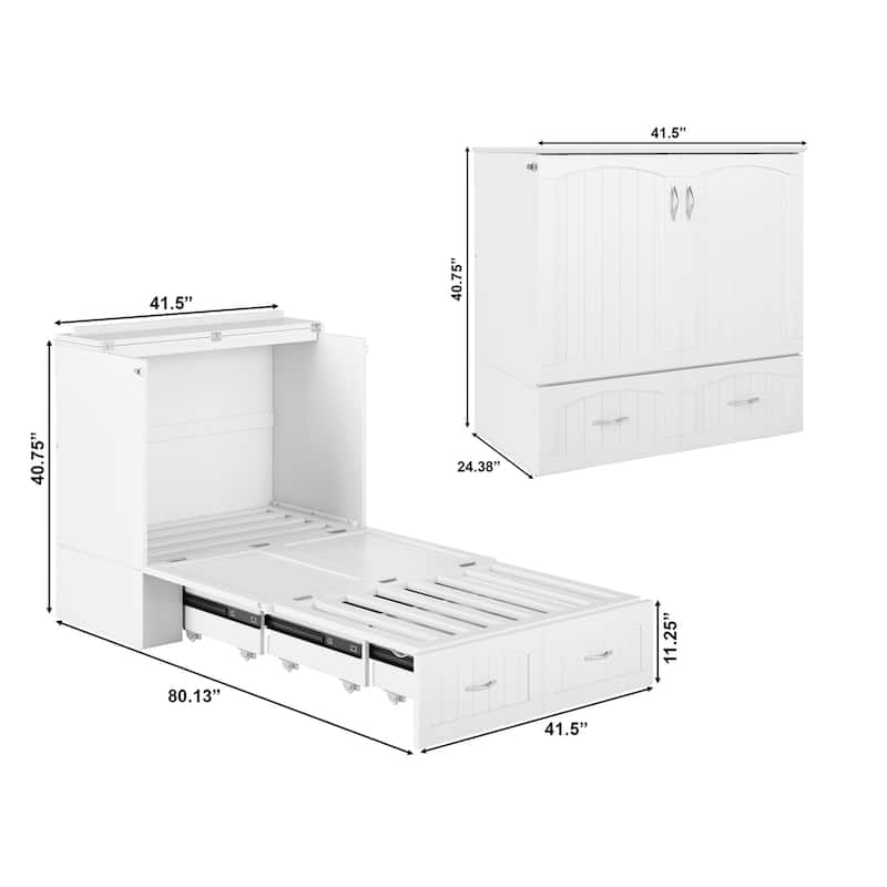 Southampton Murphy Bed Chest with Mattress & Built-In Charger