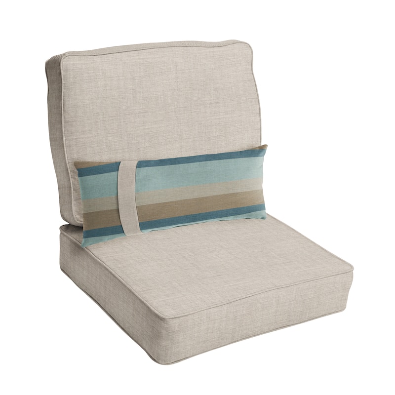 Sorra Home Oakley Sunbrella Solid Indoor/ Outdoor Corded Chair Cushion Set and Lumbar Pillow