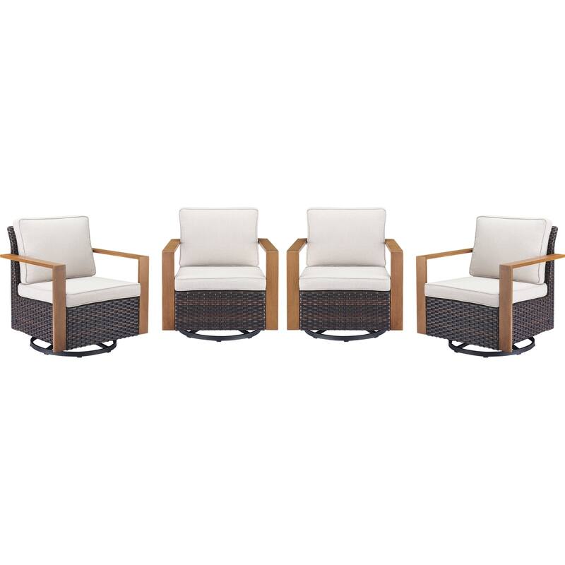 Pocassy 4 Pieces Outoor Swivel Chairs Glider Chair Set