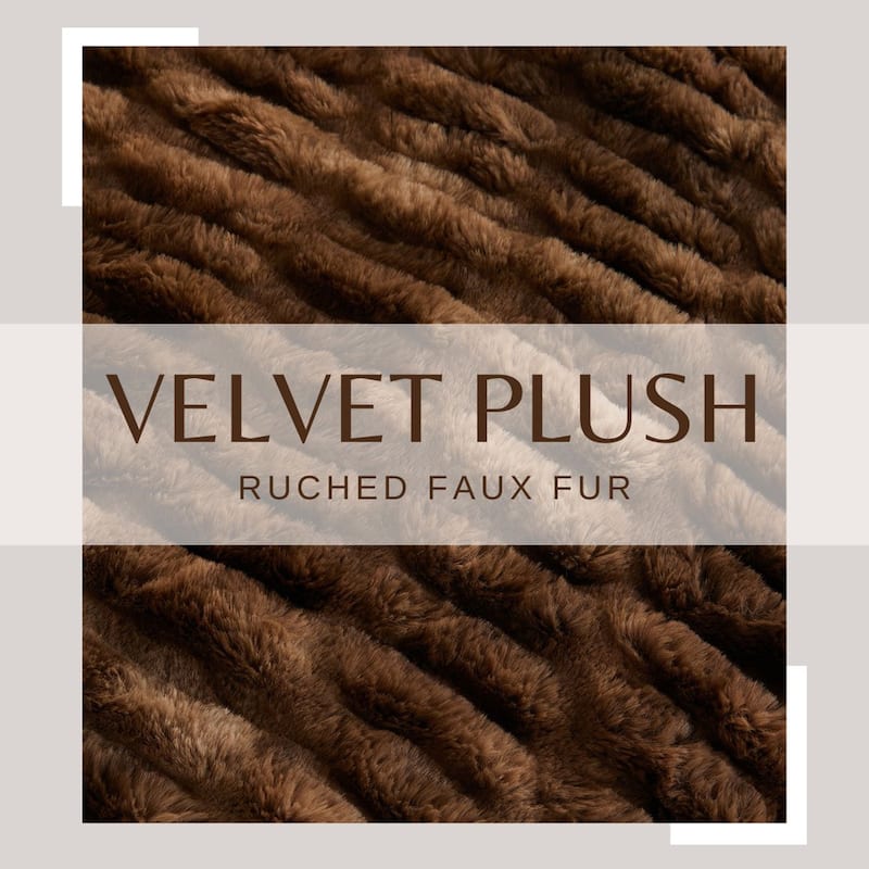 Luxurious Ruched Faux Fur Reversible Microfiber Throw