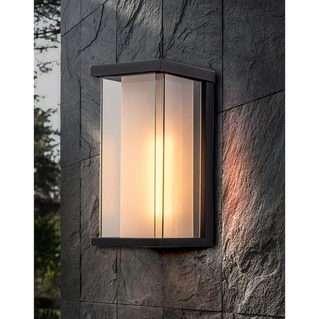 12.8"H Mate Black Outdoor Wall Sconce with Acrylic Glass - Standard