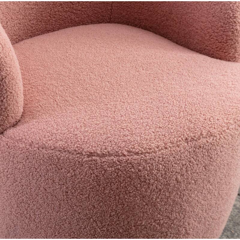 Swivel Barrel Chair,Teddy Fabric Upholstered Modern Round Accent Arm Chairs