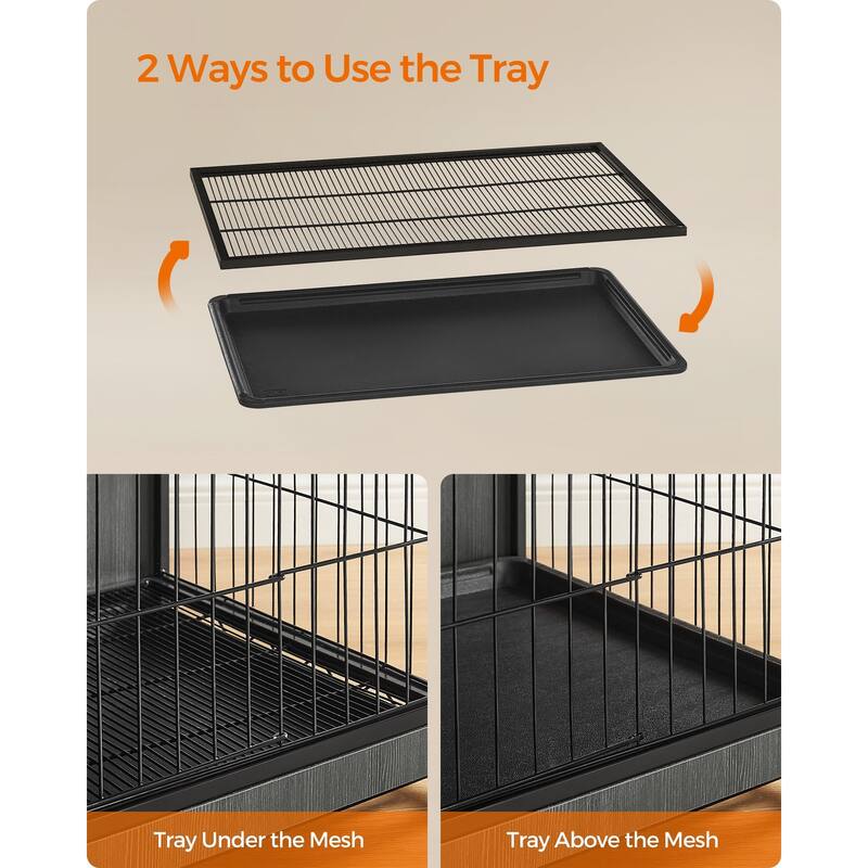 Black Wooden Dog Crate with Removable Tray