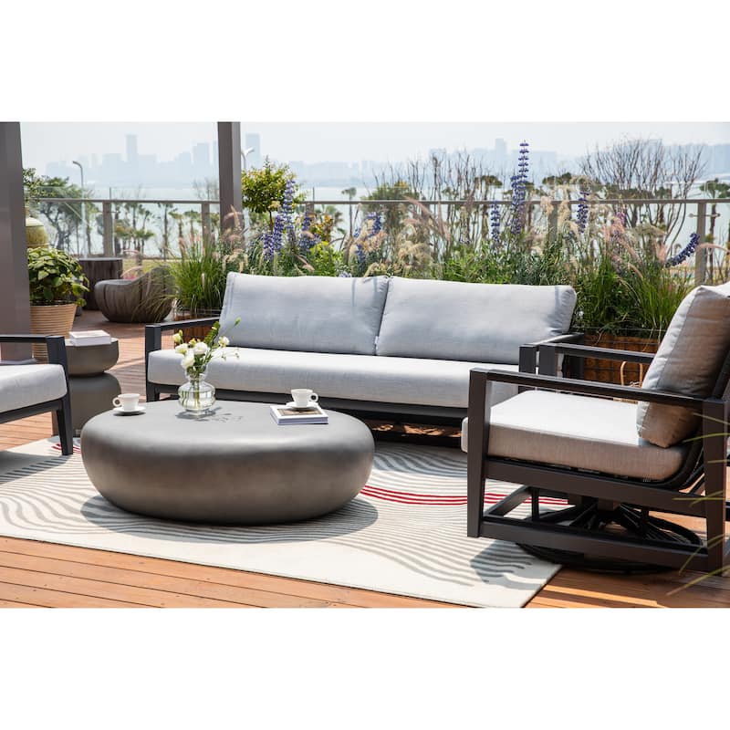 Elementi Laguna Outdoor Aluminum 3-Seat Sofa with Sunbrella® Cushions