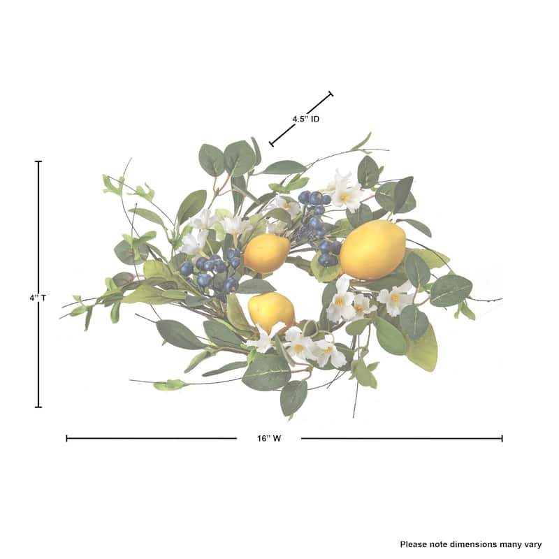Flowering Lemon & Blueberry Candlering 10"