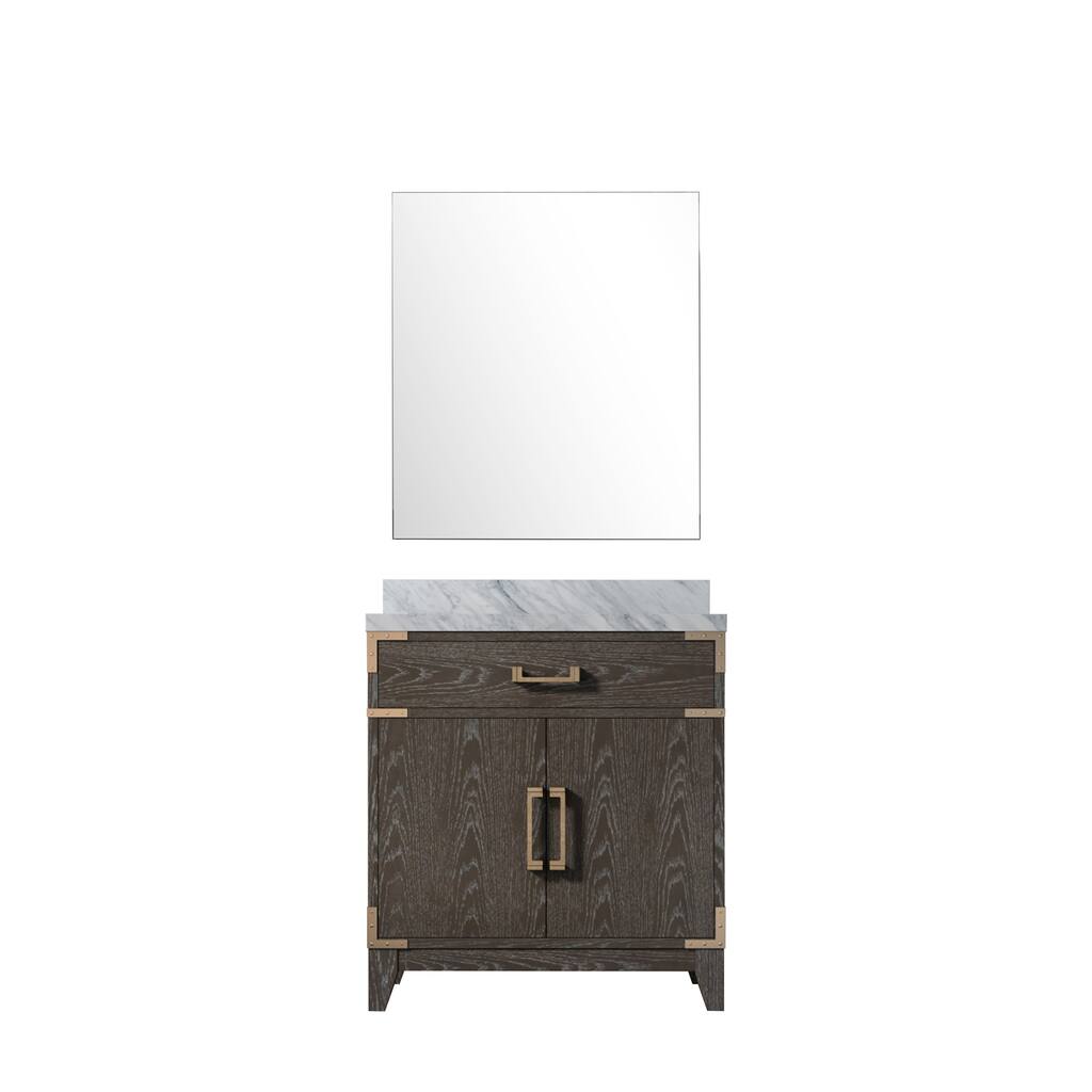 Laurel Bath Vanity with Carrara Marble Top, Sink and Mirror