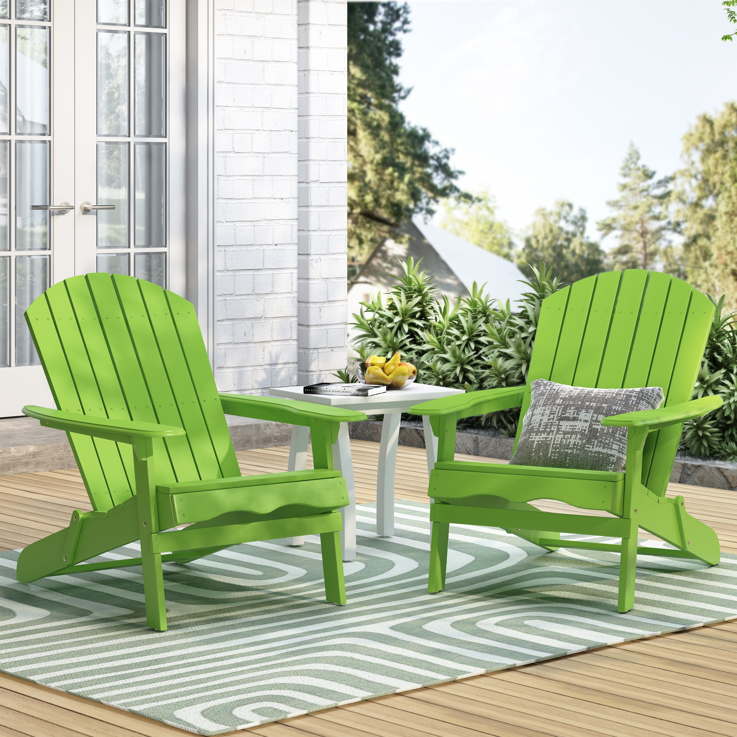 Hanlee Outdoor Rustic Acacia Wood Folding Adirondack Chair Set of