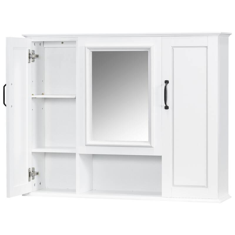 GDFStudio - Nathaniel Brooks Modern Wall Mounted Medicine Cabinet with Mirror and Versatile Storage Design