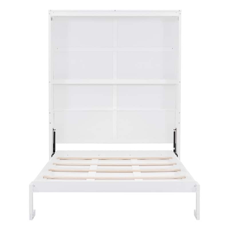 Wooden Queen Size Murphy Bed Wall Bed with Shelves