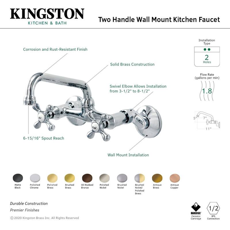 Traditional Two Handle Wall Mount Kitchen Faucet