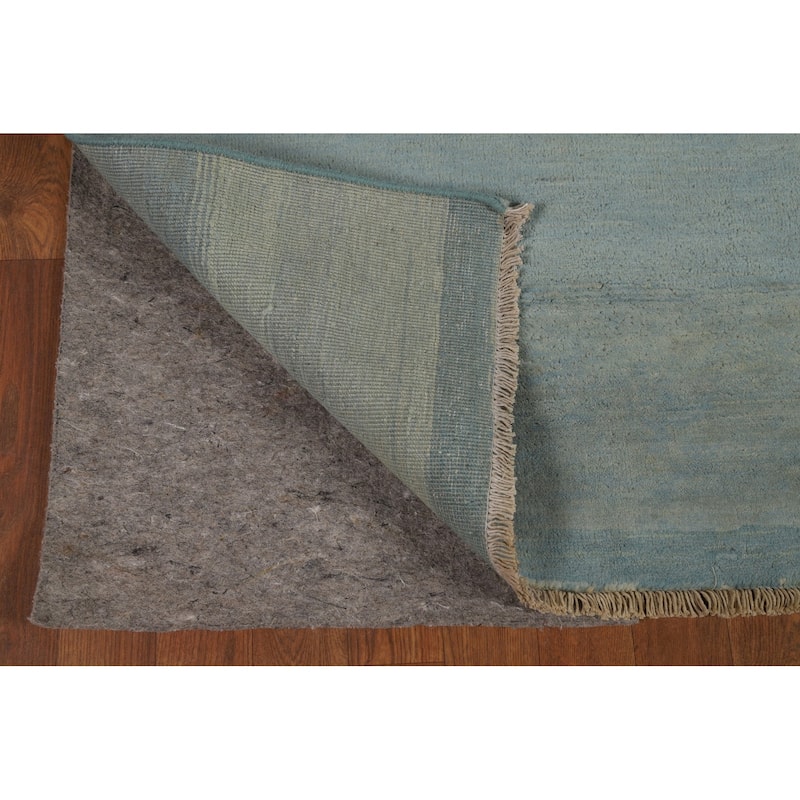 Blue Modern Gabbeh Oriental Foyer Rug Solid Handmade Wool Carpet - 3'4"x 4'9"