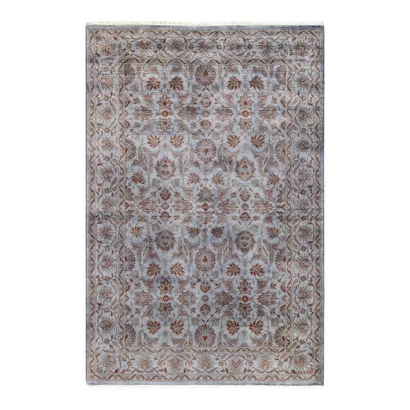 Overton Hand Knotted Wool Vintage Inspired Modern Contemporary Overdyed Gray Area Rug - 4' 2" x 6' 4"