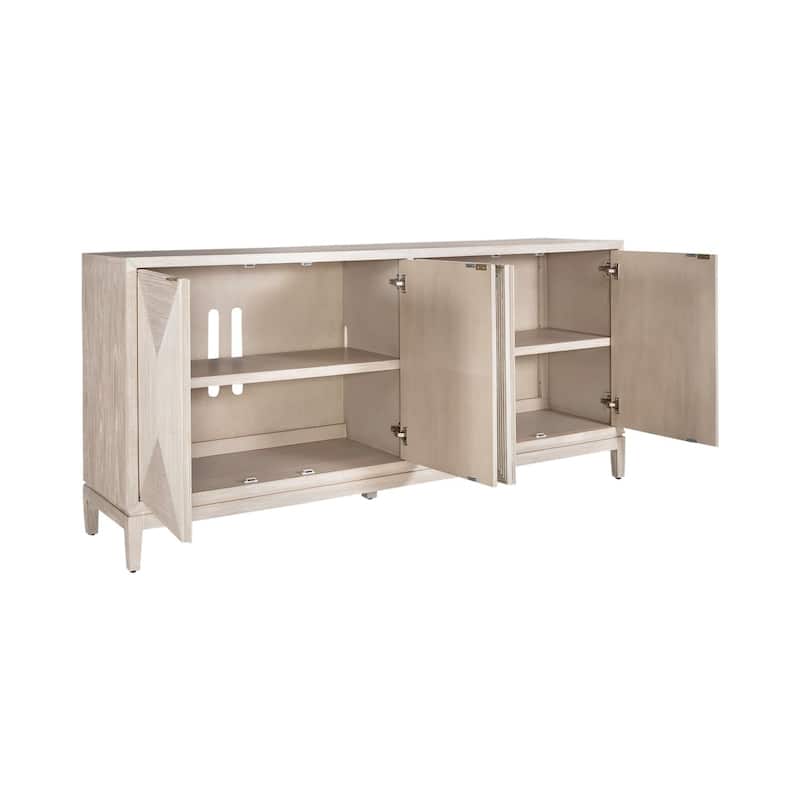 Kinsley Washed Taupe 4 Door Accent Cabinet