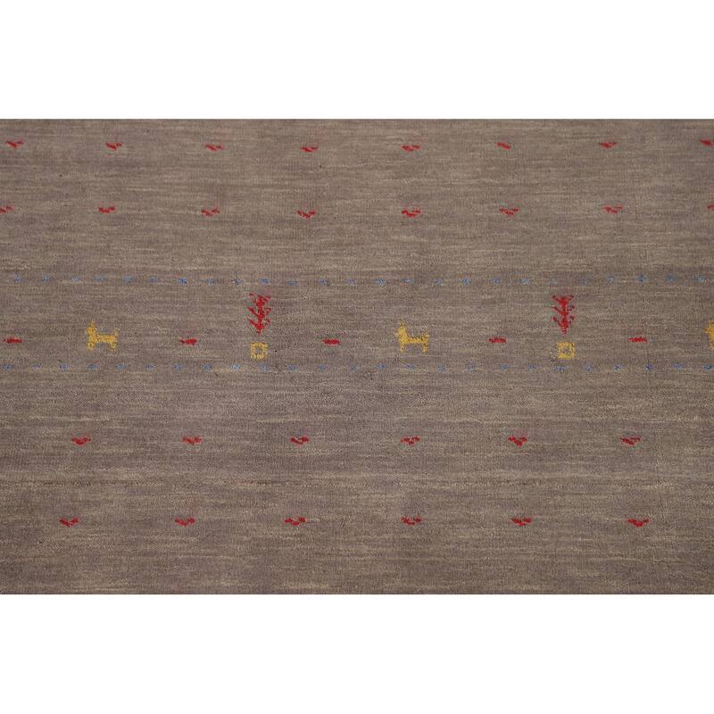 Brown Tribal Gabbeh Indian Area Rug Handmade Wool Carpet - 3'8"x 6'1"