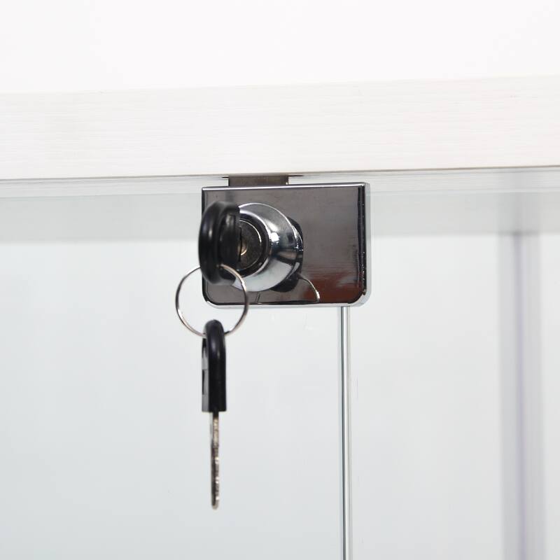 3 Shelves Floor Standing Glass Display Cabinet with Door