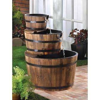 Zingz Thingz 57070013 Rustic Look Whiskey Barrel Cascading Zingz Thingz 57070013 Rustic Look Whiskey Barrel Cascading Waterfall Fountain