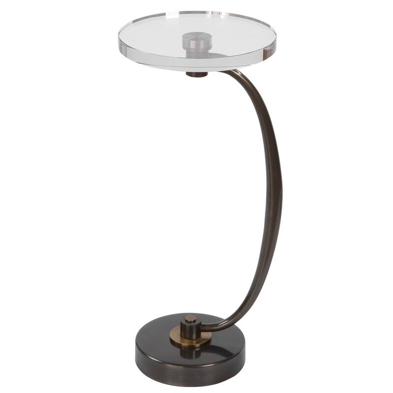 Uttermost Waveney Crystal Top Drink Table - Dark bronze