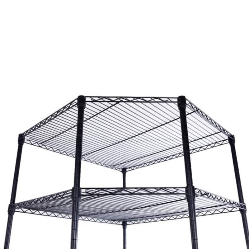 6-Layer Plastic Coated Polygonal Corner Shelf with 2" PP Wheels - (26.77 x 26.77 x 70.87)"