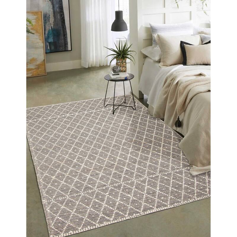 ECARPETGALLERY Braid weave Sienna Brown Wool Rug - 5'1 x 8'0