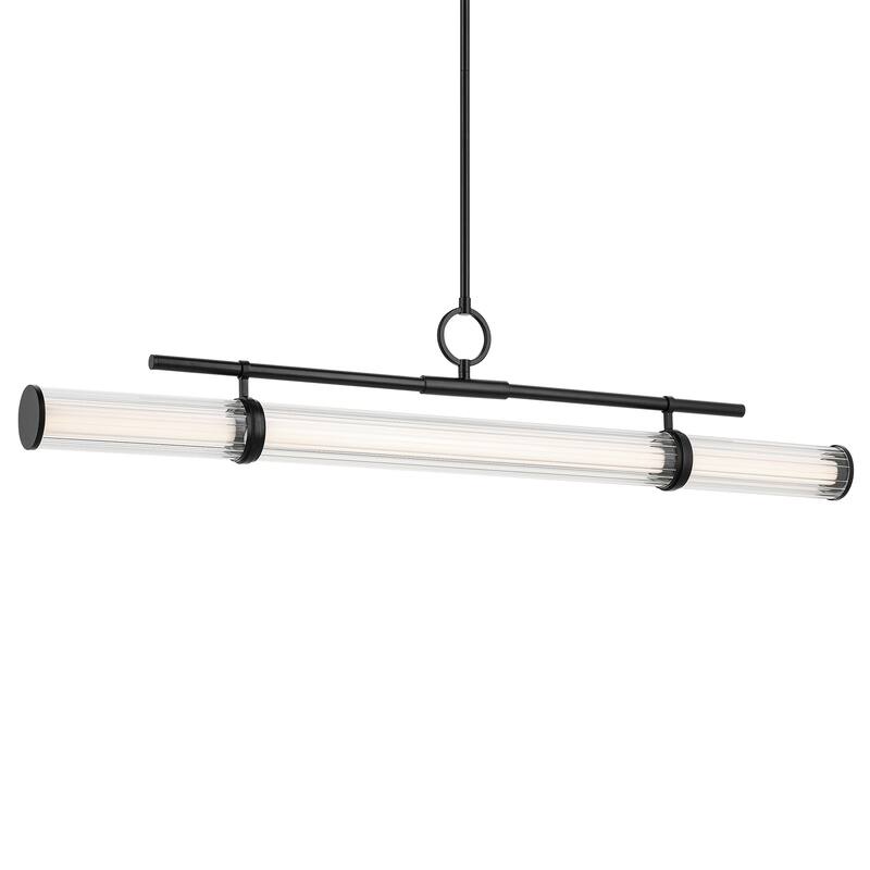 Riven 48.25 Inch LED 1 Light Linear Chandelier with Clear Fluted Glass in Black