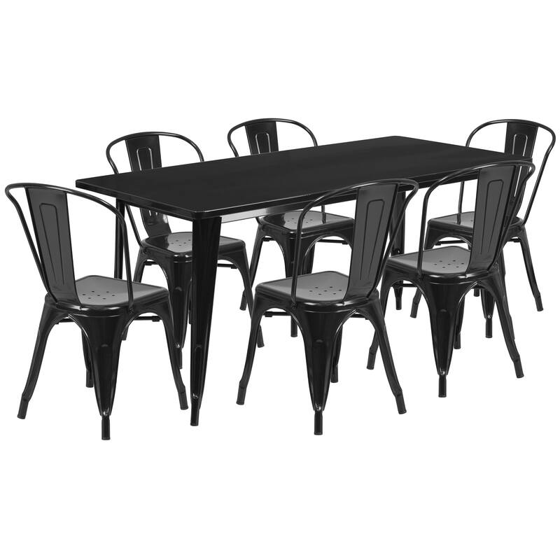 Rectangular Metal Indoor-Outdoor Table Set